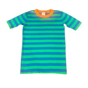 Hanna Andersson Boys Stripe T-shirt Green Blue Orange 12 Short Sleeve Casual